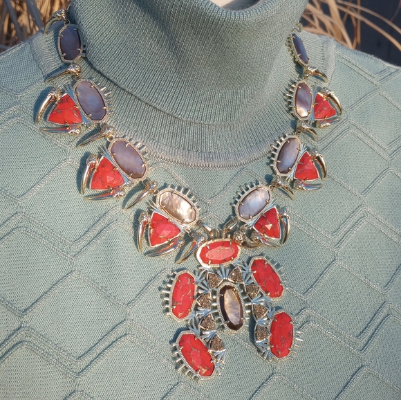 Kendra Scott Jewelry - Kendra Scott Gold Odessa Bronze Veined Red Magnesite Statement Necklace